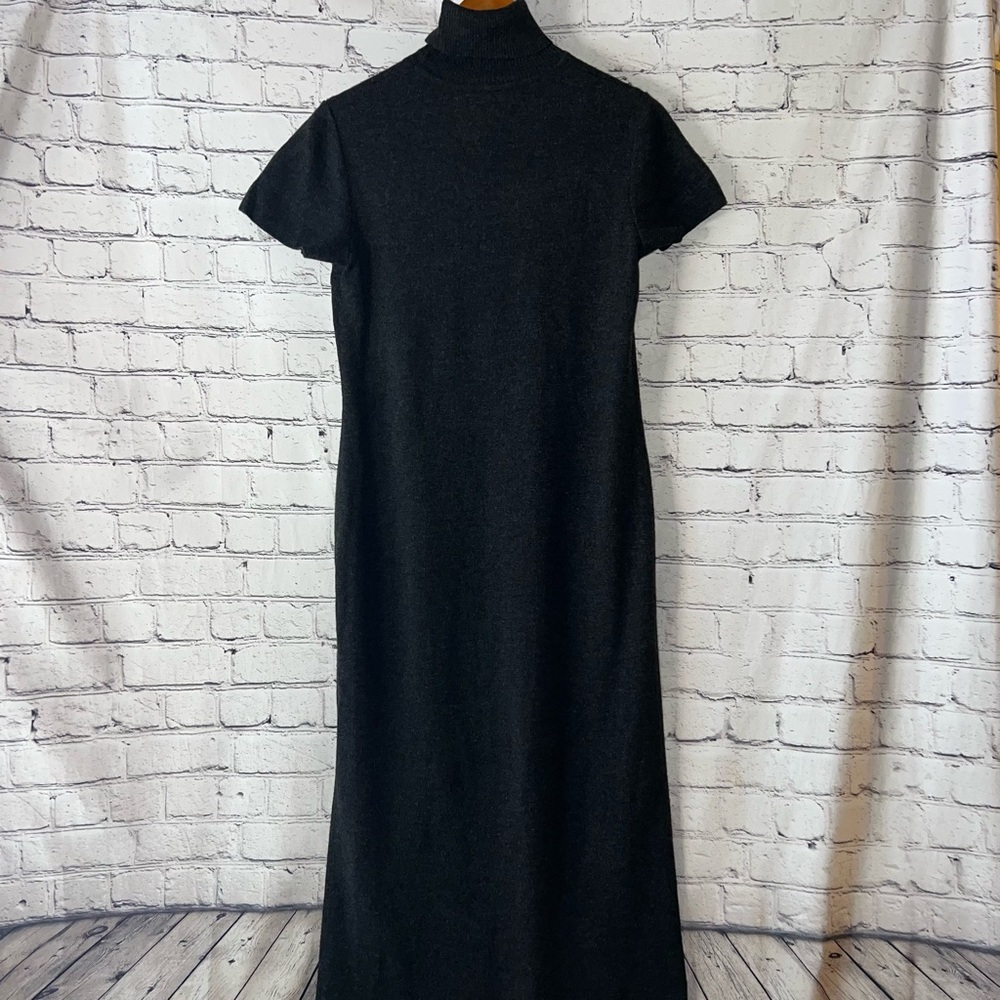 Classiques Entier Vintage Dark‎ Gray Merino Wool Short Sleeve Maxi Dress Large